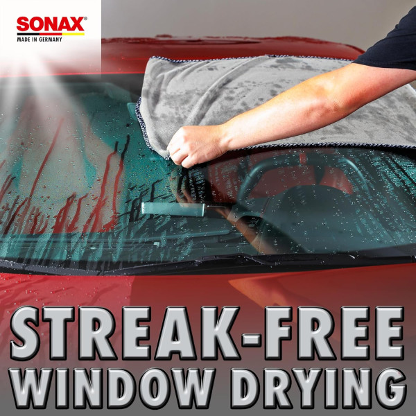 Chiffon - Microfibre - Extrêmement absorbante - Pour le séchage - Carrosserie - Sonax