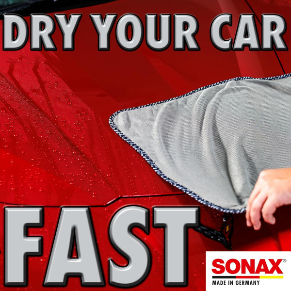 Chiffon - Microfibre - Extrêmement absorbante - Pour le séchage - Carrosserie - Sonax