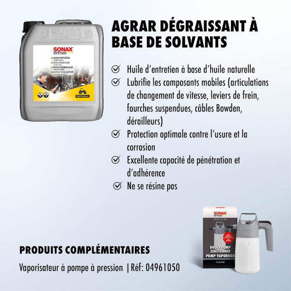 Dégraissant - Nettoyant - Moteur - Outils - Elimine huile et graisse - Sonax - 5L