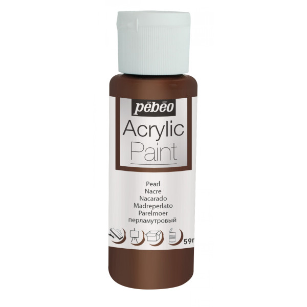 photo-Peinture acrylique - Chocolat - Nacré - Fluide - Tous supports - Loisirs créatifs - Pébéo - 59ml