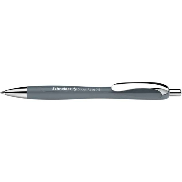 photo-Stylo à bille - Encre bleue - Pointe large - Corps gris bleu - Rétractable - Schneider Slider Rave