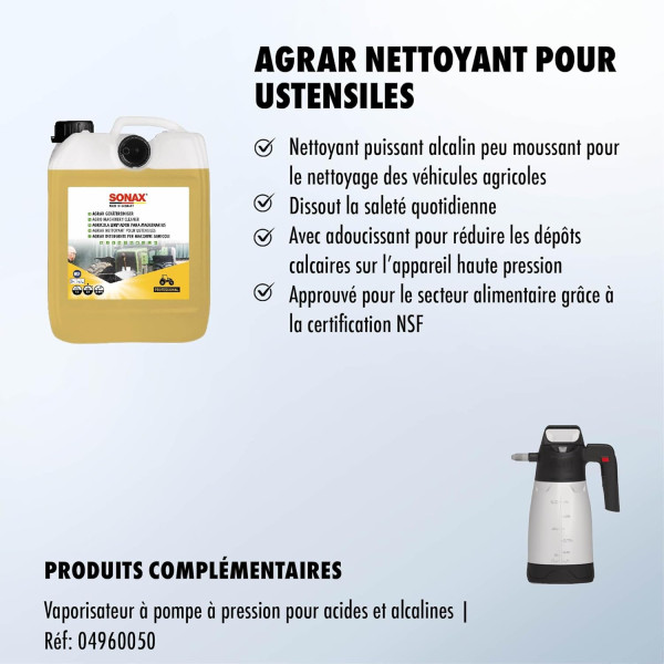 Nettoyant - Salissures tenaces - Véhicules, machines et installations agricoles - Sonax - 5L