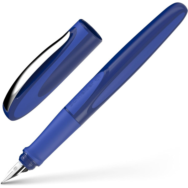 photo-Stylo plume - Pour gaucher - Pointe moyenne - Rechargeable - Bleu spatial - Schneider Ray