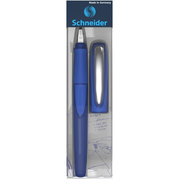 Stylo plume - Pour gaucher - Pointe moyenne - Rechargeable - Bleu spatial - Schneider Ray