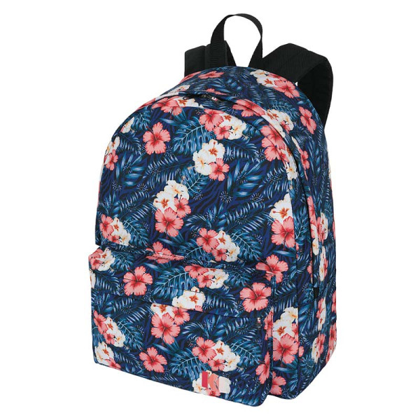 photo-Sac à dos - 1 compartiment - Fleurs hibiscus - Kanabeach - Collège - 32x24x43cm