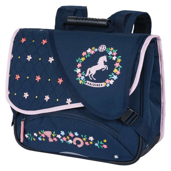 photo-Cartable - 2 compartiments - Licorne - Bleu marine - Primaire - 38x16x34cm