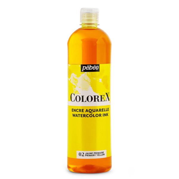 photo-Encre aquarelle - Jaune primaire - Pébéo - Colorex - Calligraphie, dessin - 1L