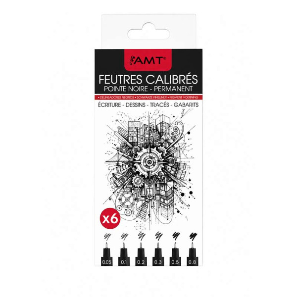 photo-Feutres - Noir - Permanent - 6 pointes différentes - Ecriture, dessin, tracés - AMT