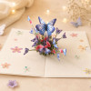 photo-Carte 3D pop-up - Anniversaire - Vœux - Fleurs et papillons - 12x17cm - Avec enveloppe