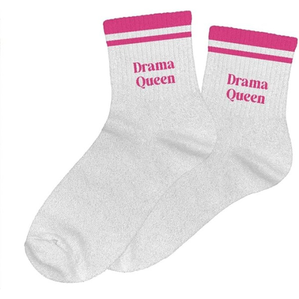 photo-Chaussettes - Femme - Argent avec paillettes avec bandes rose - Drama queen - Taille 36/42