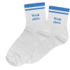 photo-Chaussettes - Femme - Argent avec paillettes avec bandes bleues - Wesh alors - Taille 36/42