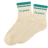 photo-Chaussettes - Femme - Beige avec paillettes avec bandes turquoise - En pétard - Taille 36/42