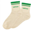 photo-Chaussettes - Femme - Beige avec paillettes avec bandes vertes - Gaffeuse - Taille 36/42
