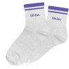 photo-Chaussettes - Femme - Argent avec paillettes avec bandes violettes - Divine - Taille 36/42