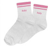 photo-Chaussettes - Femme - Argent avec paillettes avec bandes roses - Baby - Taille 36/42