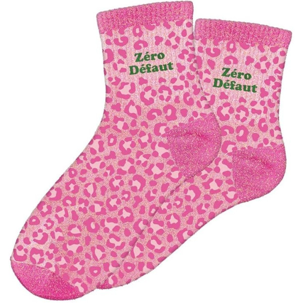 photo-Chaussettes - Femme - Motif léopard avec paillettes - Zéro défaut - Taille 36/42 - Humour - Cadeau