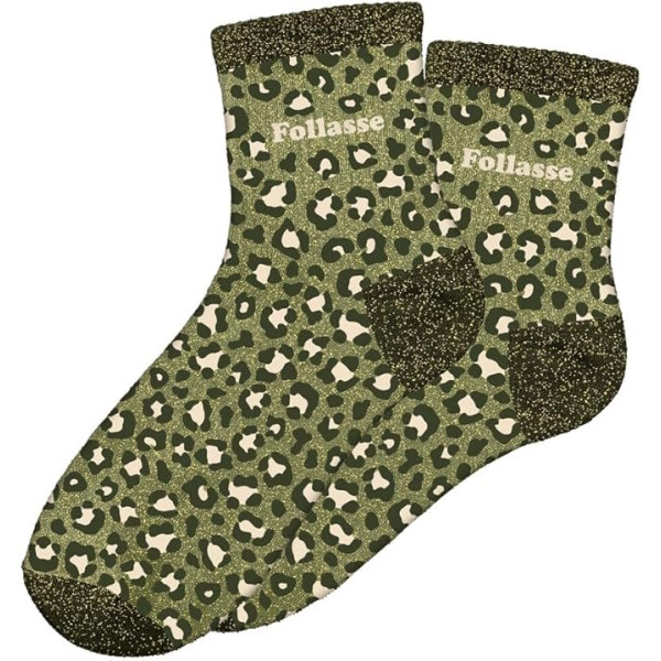 photo-Chaussettes - Femme - Motif léopard avec paillettes - Follasse - Taille 36/42 - Humour - Cadeau