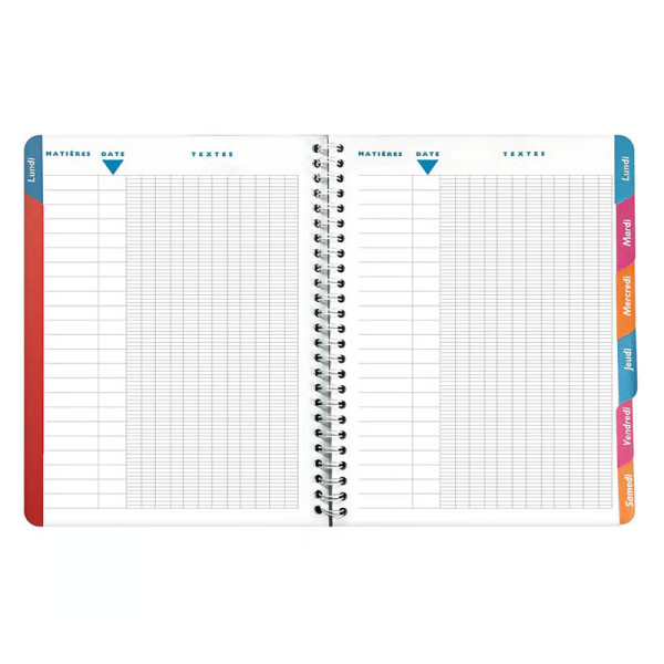 Cahier de textes - Spirale - 17x22cm - Lovely chat - Scolaire - Pratique - Exacompta