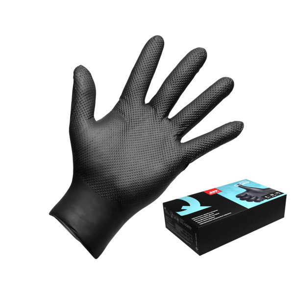 photo-Gants - Jetables - Taille L - Ultra épais - Texturé - Haute protection - Nitrile - 50 pièces - APP