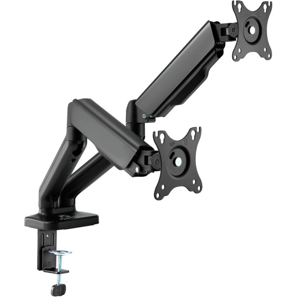 photo-Support pour double écran de PC - 17 à 32 pouces - Bras articulé - Rotation 360° - A fixer