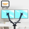 Support pour double écran de PC - 17 à 32 pouces - Bras articulé - Rotation 360° - A fixer