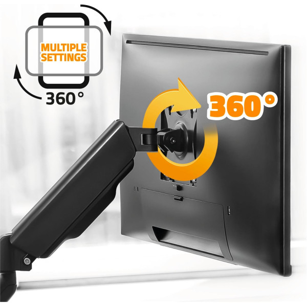 Support pour double écran de PC - 17 à 32 pouces - Bras articulé - Rotation 360° - A fixer