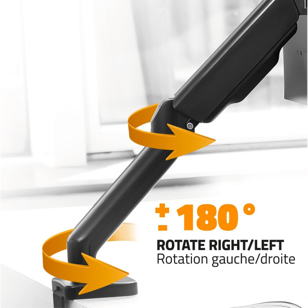Support pour double écran de PC - 17 à 32 pouces - Bras articulé - Rotation 360° - A fixer