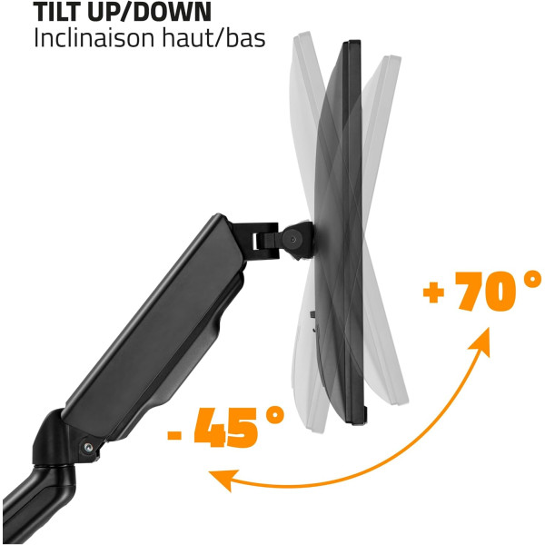 Support pour double écran de PC - 17 à 32 pouces - Bras articulé - Rotation 360° - A fixer