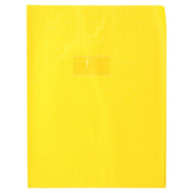 photo-Protège-cahier - Jaune - 24x32cm - Grand cahier - Plastique souple - Porte-étiquette