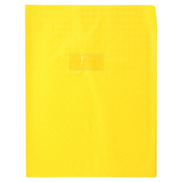 photo-Protège-cahier - Jaune - 24x32cm - Grand cahier - Plastique souple - Porte-étiquette