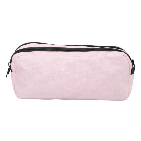 photo-Trousse - Rose clair - 2 compartiments - Fermeture zip - 23x8x9cm - Scolaire