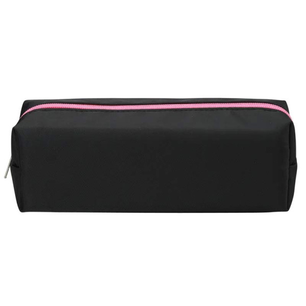 Trousse - Noir et rose - 1 compartiment - Fermeture zip - 22x6,5x8cm - Scolaire