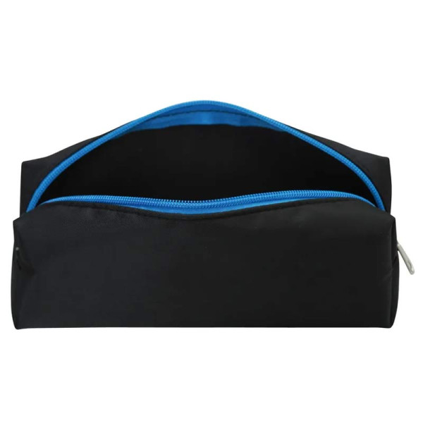 Trousse - Noir et bleu - 1 compartiment - Fermeture zip - 22x6,5x8cm - Scolaire