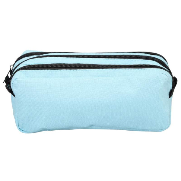 photo-Trousse - Bleu clair - 3 compartiments - Fermeture zip - 23x11x9cm - Scolaire