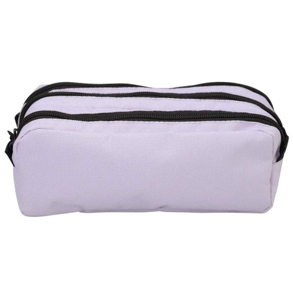 photo-Trousse - Mauve - 3 compartiments - Fermeture zip - 23x11x9cm - Scolaire