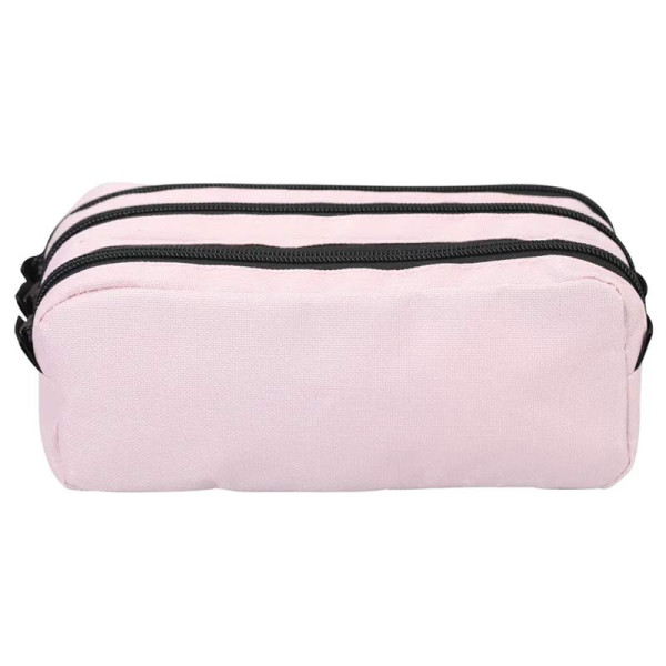 photo-Trousse - Rose - 3 compartiments - Fermeture zip - 23x11x9cm - Scolaire