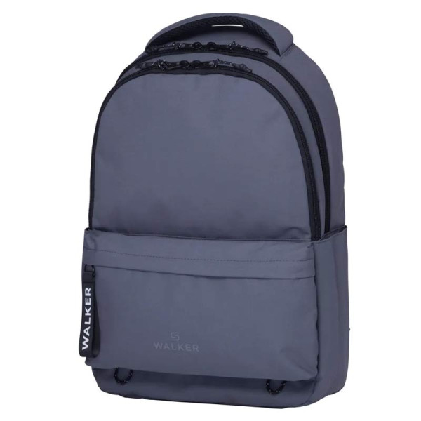 photo-Sac à dos - Gris - 2 compartiments + poches zippées - Dos matelassé - Collège - Lycée - Walker