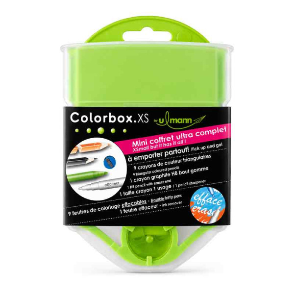 Crayons de couleur + feutres effaçables + crayon HB - Format mini - Coffret 19 pièces - Ulmann