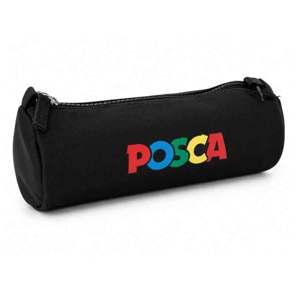 Trousse - Ronde - Noir - POSCA - Fermeture zippé - Scolaire - Beaux-arts