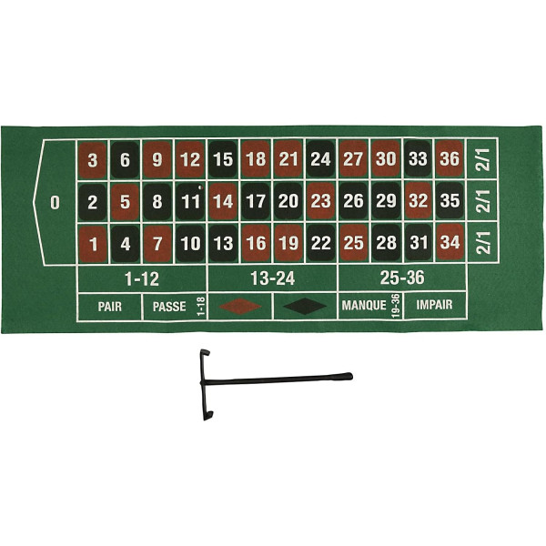 Jeu de la roulette - Casino - Jetons + roulette + râteau + tapis de jeu - Mister Gadget