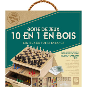 photo-Coffret de jeux de société - Bois - Echecs - Dame - Petits chevaux - Jeu de l'Oie