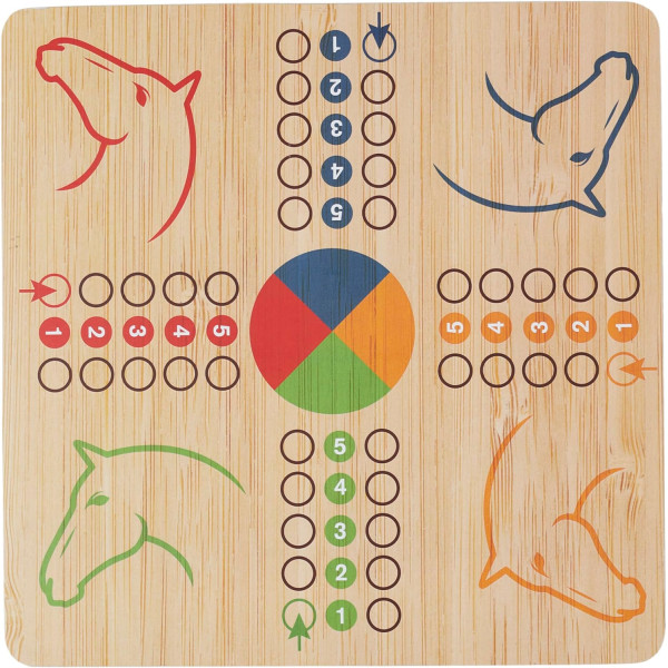 Coffret de jeux de société - Bois - Echecs - Dame - Petits chevaux - Jeu de l'Oie