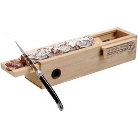photo-Boîte à saucisson + couteau - Bois - Apéro - Ustensile cuisine - Cook'Concept