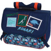 photo-Cartable - Primaire - Bleu marine - 2 compartiments - 38x16x34cm - Dinosaures