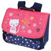 photo-Cartable - Primaire - Bleu marine/Rose - 2 compartiments - 38x16x34cm - Chaton