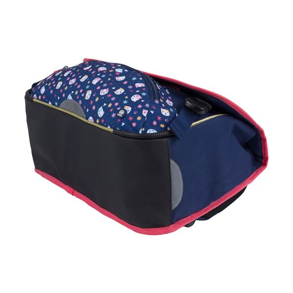 Cartable - Primaire - Bleu marine/Rose - 2 compartiments - 38x16x34cm - Chaton