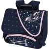 photo-Cartable - Primaire - Bleu marine/Rose - 2 compartiments - 38x16x34cm - Cheval