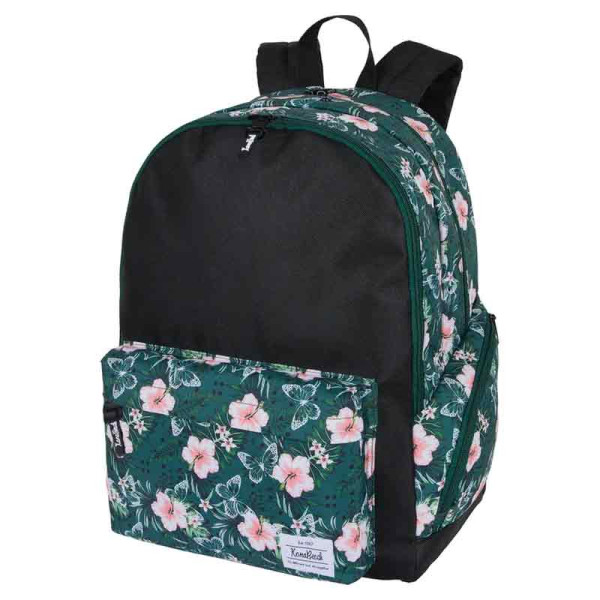 photo-Cartable - Primaire - Collège - Noir/Fleurs - 2 compartiments - 32x24x42cm - Kannabeach