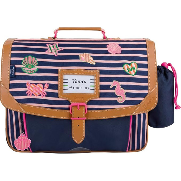 photo-Cartable - Tann's - Bleu marine et rose - Primaire CP,CE1 et CE2 - 38x29x15cm - Océane x Armor Lux