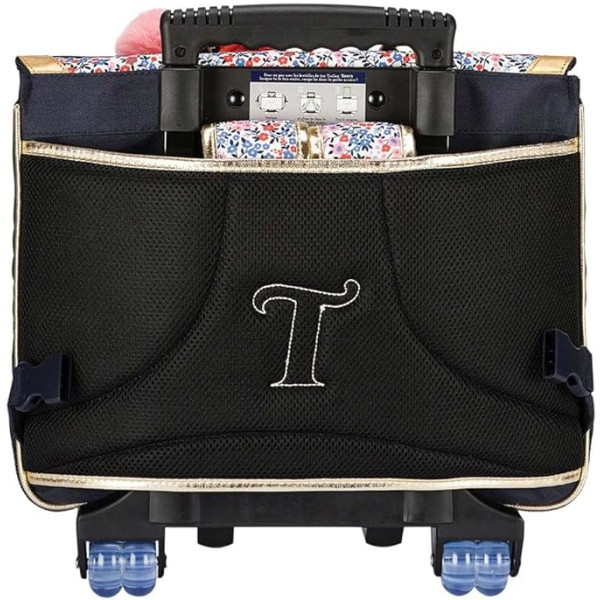 Cartable à roulettes - Tann's - Motif fleuris - Primaire CP, CE1 et CE2 - 38x29x15cm - Antonia